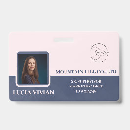 Tarjeta De Identificación Nombre del empleado azul seco del estilo de color 