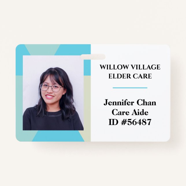 Tarjeta De Identificación Nombre del empleado del personal amarillo azul Fot (Anverso)