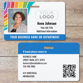 Tarjeta De Identificación Nombre del empleado Foto Logotipo QR Código ID Col