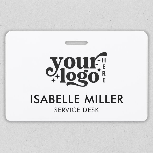Tarjeta De Identificación Nombre del empleado Identificación del personal Lo (Employee Name Staff ID Minimalist Company Logo Badge)