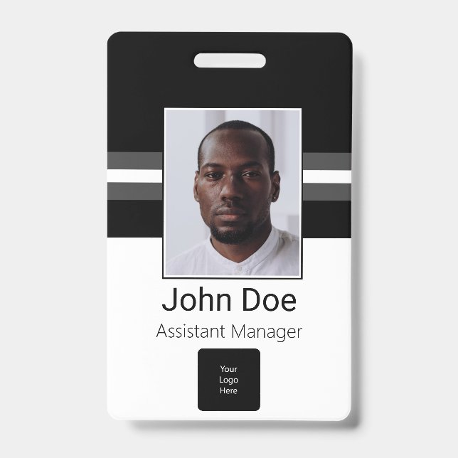 Tarjeta De Identificación Nombre del empleado personalizado, foto, código de (Parte frontal)