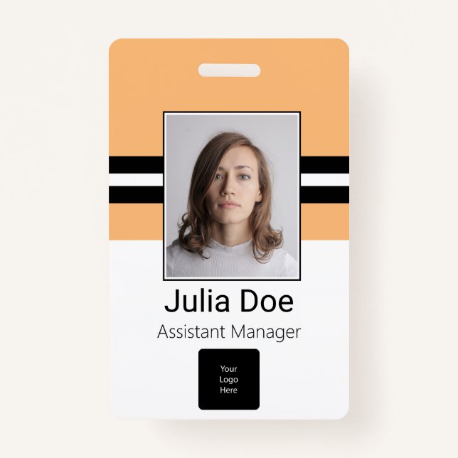Tarjeta De Identificación Nombre del empleado personalizado, foto, código de (Anverso)