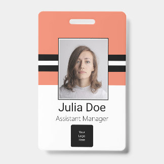 Tarjeta De Identificación Nombre del empleado personalizado, foto, código de