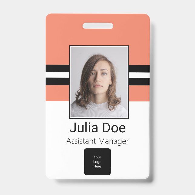 Tarjeta De Identificación Nombre del empleado personalizado, foto, código de (Parte frontal)