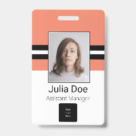 Tarjeta De Identificación Nombre del empleado personalizado, foto, código de