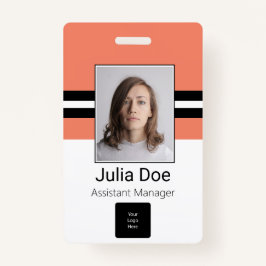 Tarjeta De Identificación Nombre del empleado personalizado, foto, código de