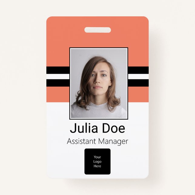 Tarjeta De Identificación Nombre del empleado personalizado, foto, código de (Anverso)