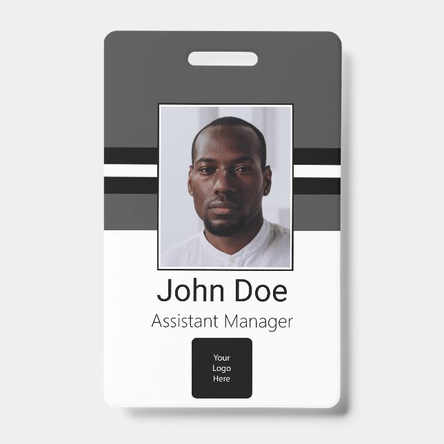 Tarjeta De Identificación Nombre del empleado personalizado, foto, código de (Parte frontal)