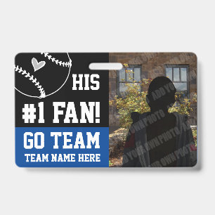 Tarjeta De Identificación Nombre del equipo de fans del béisbol #1 y Azul d