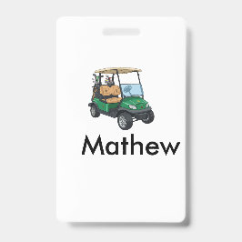 Tarjeta De Identificación nombre del hombre del coche de golf verde regalos