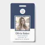 Tarjeta De Identificación Nombre del logotipo comercial del código de barras<br><div class="desc">Moderna Navy Blue Photo Barcode Marca de nombre de logotipo comercial</div>