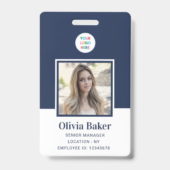 Tarjeta De Identificación Nombre del logotipo comercial del código de barras (Parte frontal)