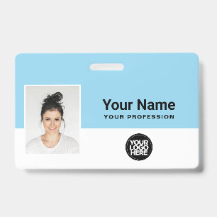 Tarjeta De Identificación Nombre del logotipo del empleado azul claro del pe