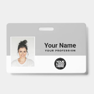 Tarjeta De Identificación Nombre del logotipo del empleado gris del personal