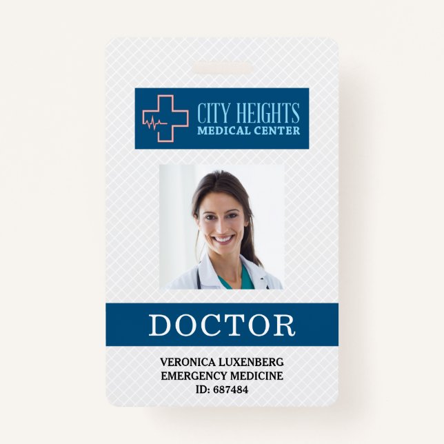 Tarjeta De Identificación Nombre del Médica Photo ID Hospital Profesional Lo (Anverso)