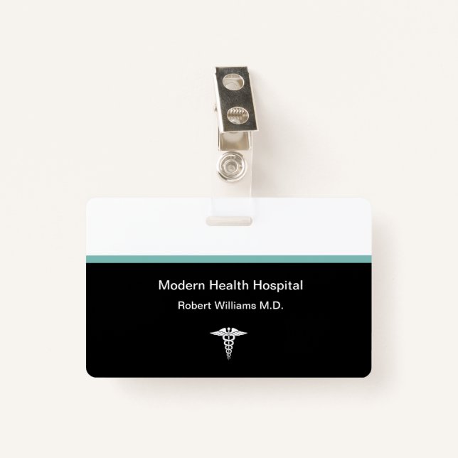 Tarjeta De Identificación Nombre del personal del hospital médico moderno (Anverso con clip)