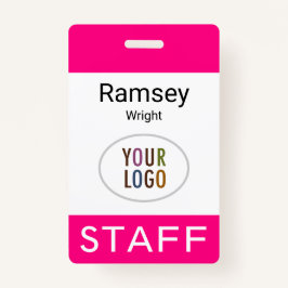 Tarjeta De Identificación Nombre del personal rosado caliente Clip Reel Lany