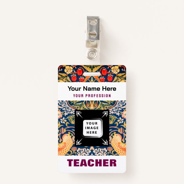 Tarjeta De Identificación Nombre del profesor personalizado logotipo comerci (Anverso con clip)