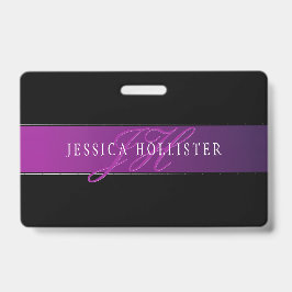 Tarjeta De Identificación Nombre elegante y comienzo/s monogramado