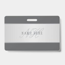 Tarjeta De Identificación Nombre elegante y letra de monograma (u otro texto