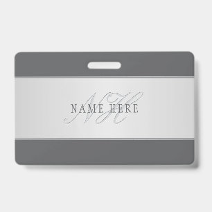 Tarjeta De Identificación Nombre elegante y letra de monograma (u otro texto