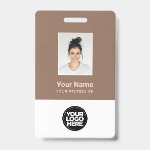 Tarjeta De Identificación Nombre femenino marrón de palisandro de moda
