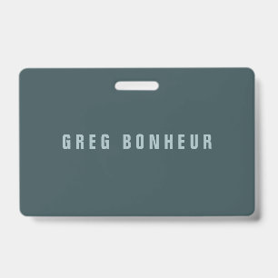 Tarjeta De Identificación Nombre moderno y elegante   Gris azul