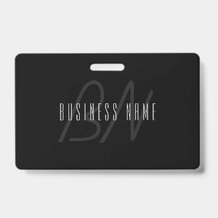 Tarjeta De Identificación Nombre moderno y elegante y monograma Gris oscur