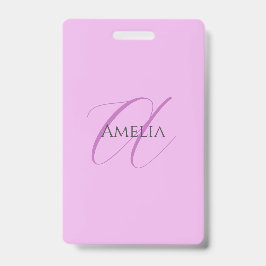 Tarjeta De Identificación Nombre Monograma Letra inicial Orquídea & Lilac