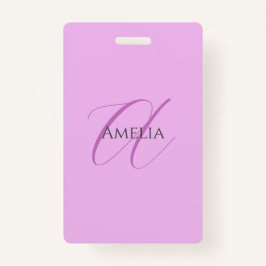 Tarjeta De Identificación Nombre Monograma Letra inicial Orquídea & Lilac