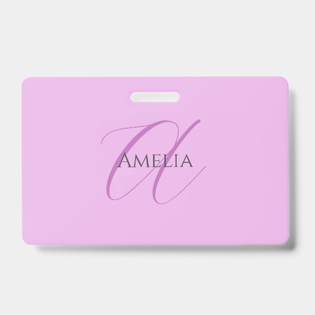 Tarjeta De Identificación Nombre Monograma Letra inicial Orquídea & Lilac (Front)