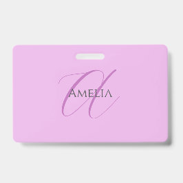 Tarjeta De Identificación Nombre Monograma Letra inicial Orquídea & Lilac