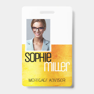 Tarjeta De Identificación Nombre Personalizado Amarillo Naranja Ombre Elegan