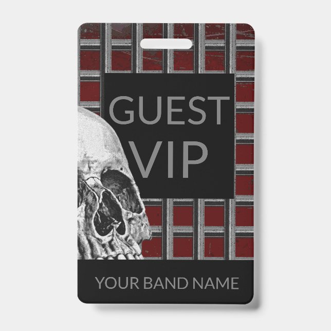 Tarjeta De Identificación Nombre personalizado Banda Merch Rock Skull Metali (Parte frontal)