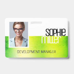 Tarjeta De Identificación Nombre Personalizado Color de agua verde Ombre Tre