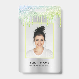 Tarjeta De Identificación Nombre personalizado de brillos para empleados con
