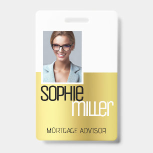 Tarjeta De Identificación Nombre Personalizado Lujo Ombre Dorado Estilo