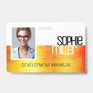 Tarjeta De Identificación Nombre personalizado Naranja amarillo degradado mo