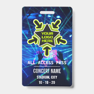 Tarjeta De Identificación nombre personalizado todo pase de acceso concierto
