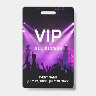 Tarjeta De Identificación Nombre personalizado VIP All Access Pass