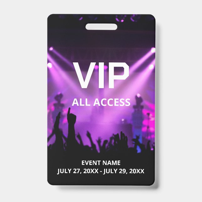 Tarjeta De Identificación Nombre personalizado VIP All Access Pass (Anverso)