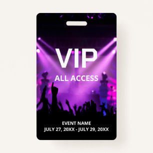 Tarjeta De Identificación Nombre personalizado VIP All Access Pass