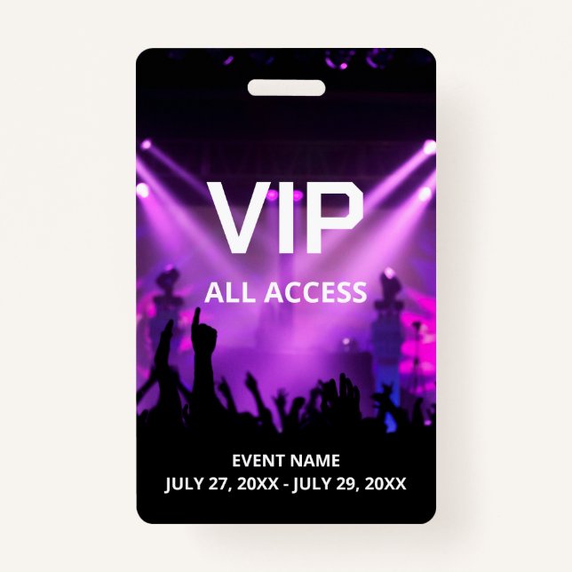 Tarjeta De Identificación Nombre personalizado VIP All Access Pass (Anverso)