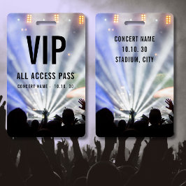 Tarjeta De Identificación Nombre personalizado VIP Concierto de pase de acce
