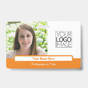 Tarjeta De Identificación Nombre Profesional de Foto con Bloques de Color Na