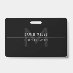Tarjeta De Identificación Nombre profesional gris oscuro moderno
