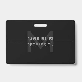 Tarjeta De Identificación Nombre profesional moderno gris oscuro