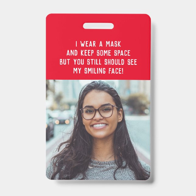 Tarjeta De Identificación Nombre rojo de la enfermera del profesor de fotogr (Front)