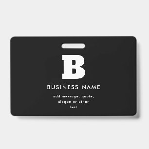 Tarjeta De Identificación Nombre y lema comercial editables Blanco y negro