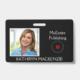 Tarjeta De Identificación Nombre y logotipo personalizado del logotipo negro